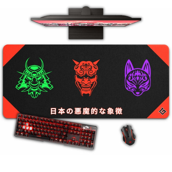 Tapis de souris gaming, XXL, 800 x 300 mm, peinture à l'encre du Japon,  montagne Fuji