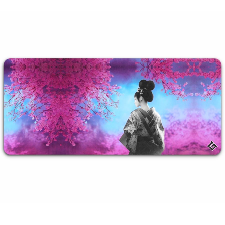 Tapis de Souris de Gaming XXXL 900 x 400 mm Japon Peinture à l'encre  Montagne Sakura Soleil Montagne Fuji Tapis de Souris Grands Bords Cousus  Étanche